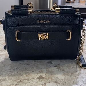 Bebe Crossbody Bag in Black with Gold Details
